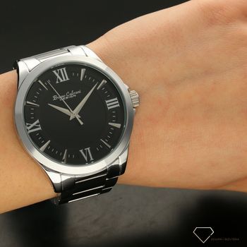 Zegarek męski BRUNO CALVANI srebrny z czarną tarczą BC9031. Zegarek męski z wyraźną czarną tarczą zegarka ze sreb Zegarek męski na stalowej bransolecie. Elegancki zegarek dla mężczyzny (1).jpg